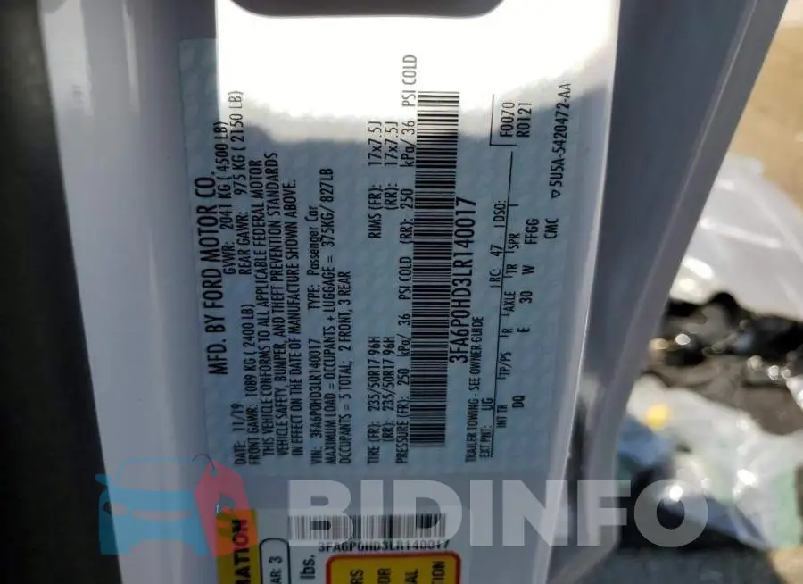 3FA6P0HD3LR140017 Photo# 10
