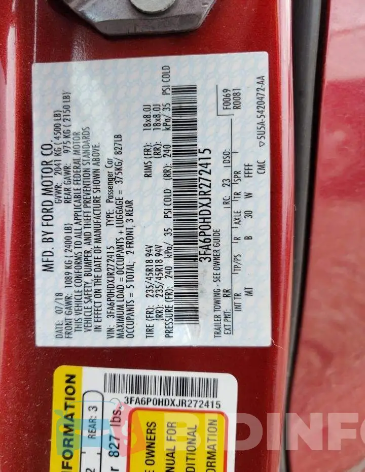 3FA6P0HDXJR272415 Photo# 10