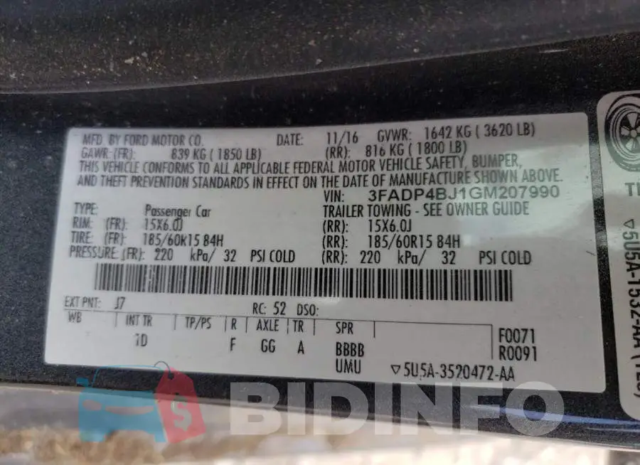 3FADP4BJ1GM207990 Photo# 10
