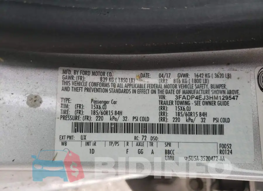 3FADP4EJ3HM129547 Photo# 10