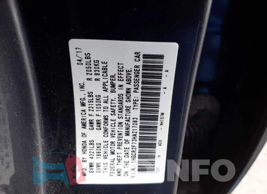 1HGCR2F73HA217083 Photo# 10