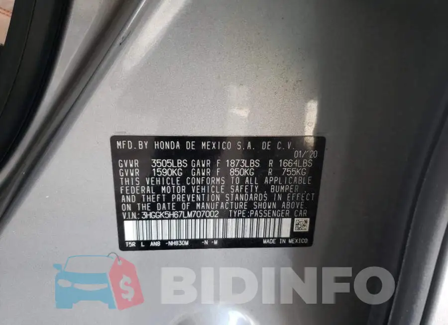 3HGGK5H67LM707002 Photo# 10