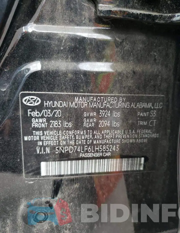 5NPD74LF6LH585243 Photo# 10