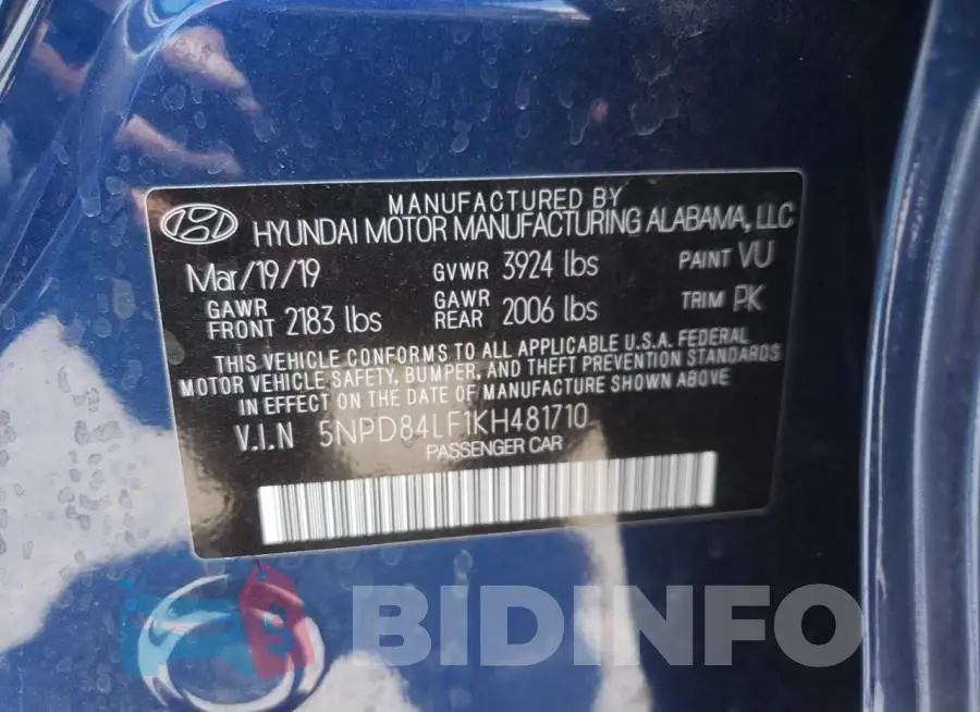 5NPD84LF1KH481710 Photo# 10