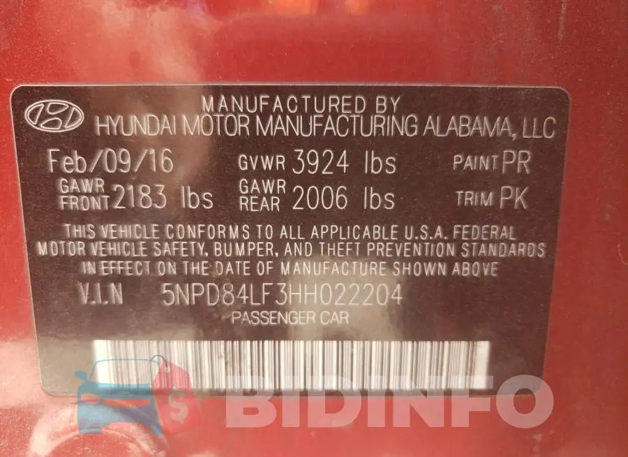 5NPD84LF3HH022204 Photo# 10