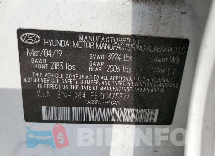 5NPD84LF5KH475327 Photo# 10