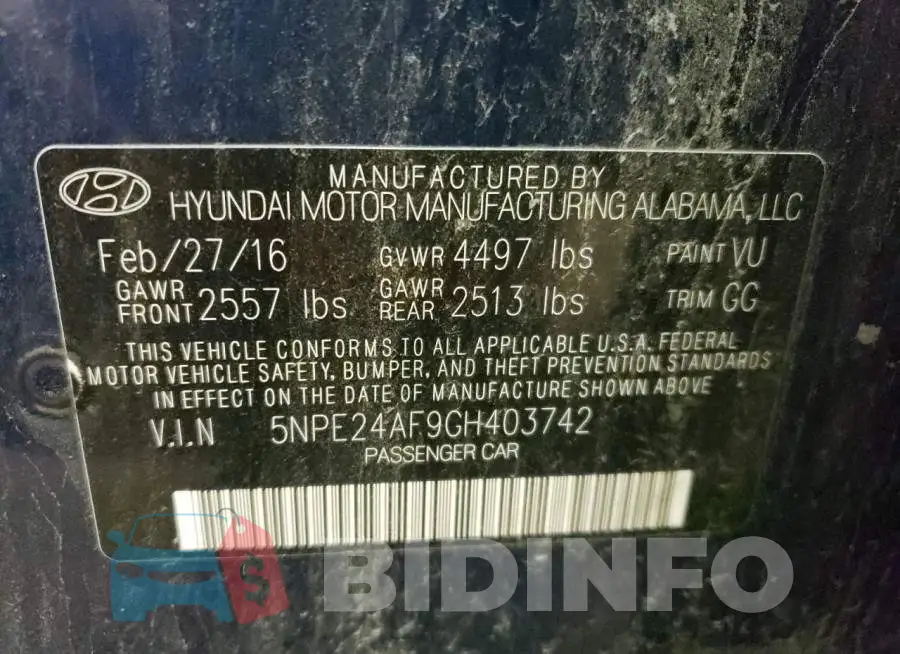 5NPE24AF9GH403742 Photo# 10