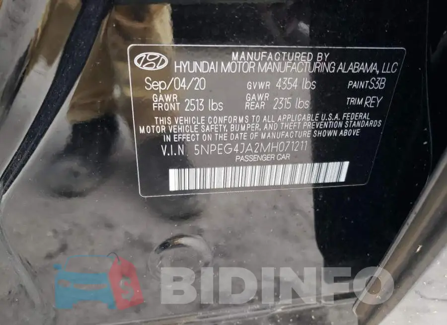 5NPEG4JA2MH071211 Photo# 10