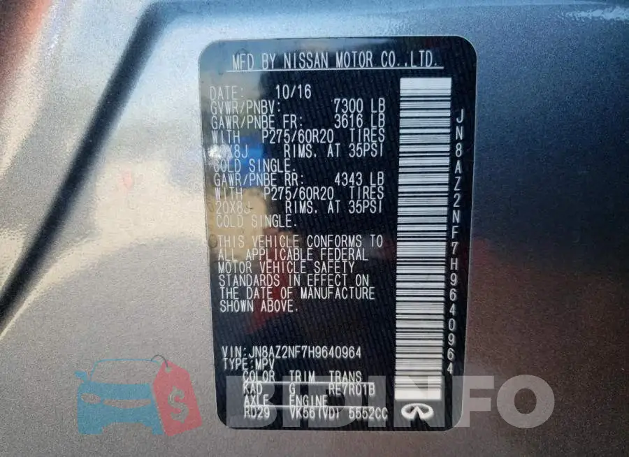 JN8AZ2NF7H9640964 Photo# 10