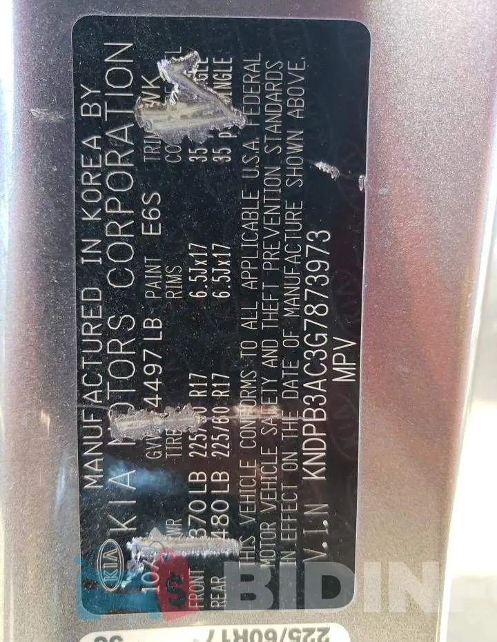 KNDPB3AC3G7873973 Photo# 10