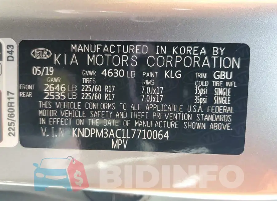 KNDPM3AC1L7710064 Photo# 10