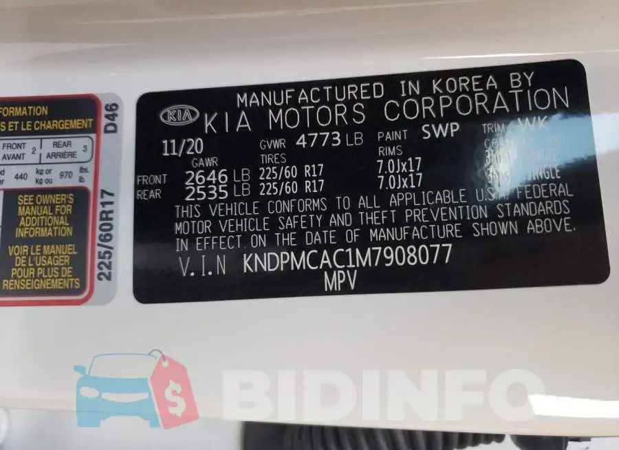 KNDPMCAC1M7908077 Photo# 10