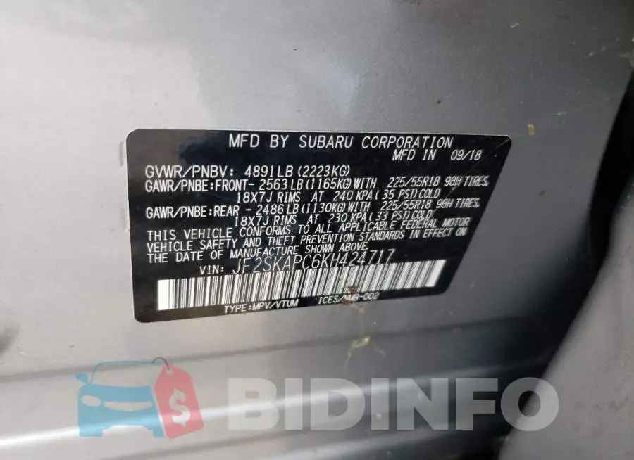 JF2SKAPC6KH424717 Photo# 10