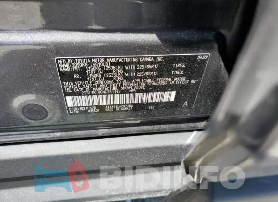 2T3F1RFV6NC281143 Photo# 10