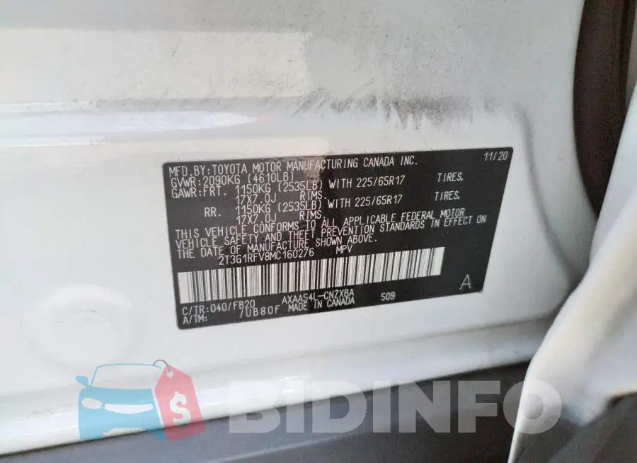 2T3G1RFV8MC160276 Photo# 10