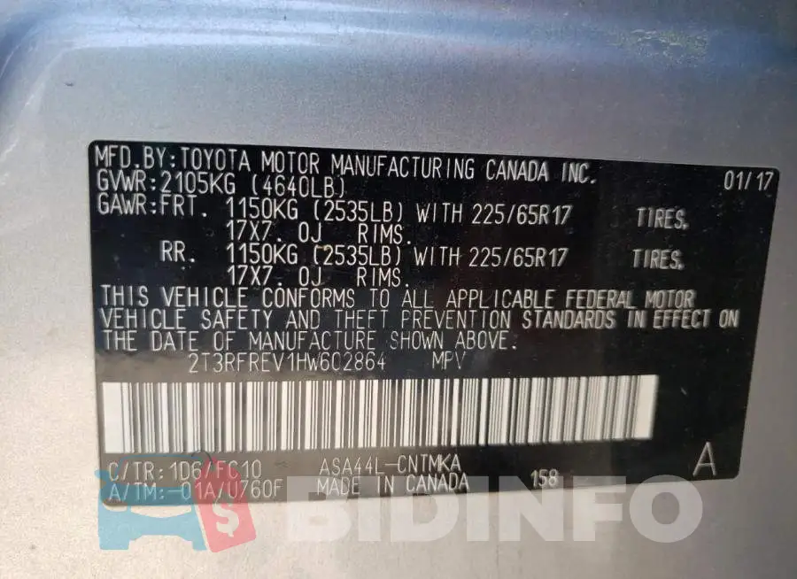 2T3RFREV1HW602864 Photo# 10