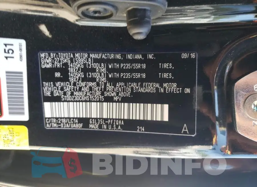 5TDDZ3DC6HS152015 Photo# 10