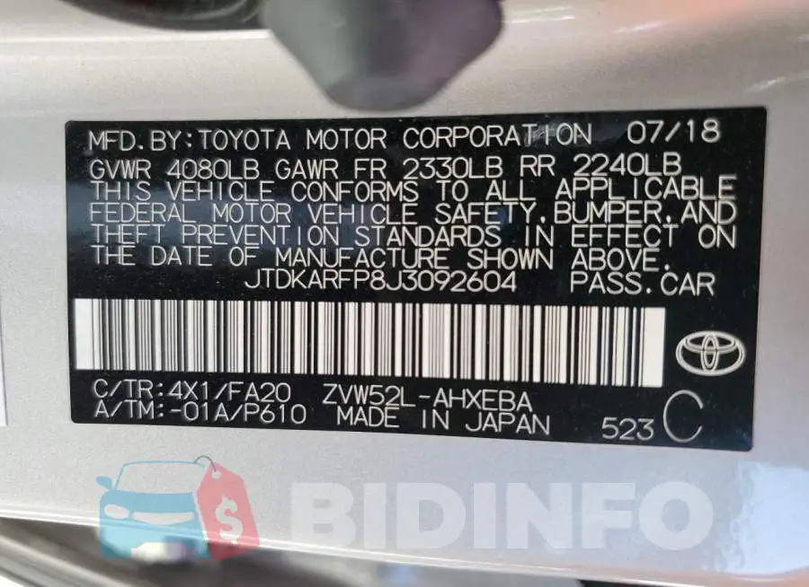 JTDKARFP8J3092604 Photo# 10