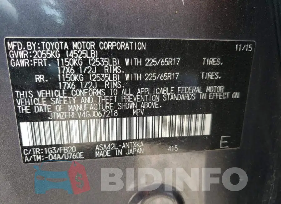 JTMZFREV4GJ067218 Photo# 10