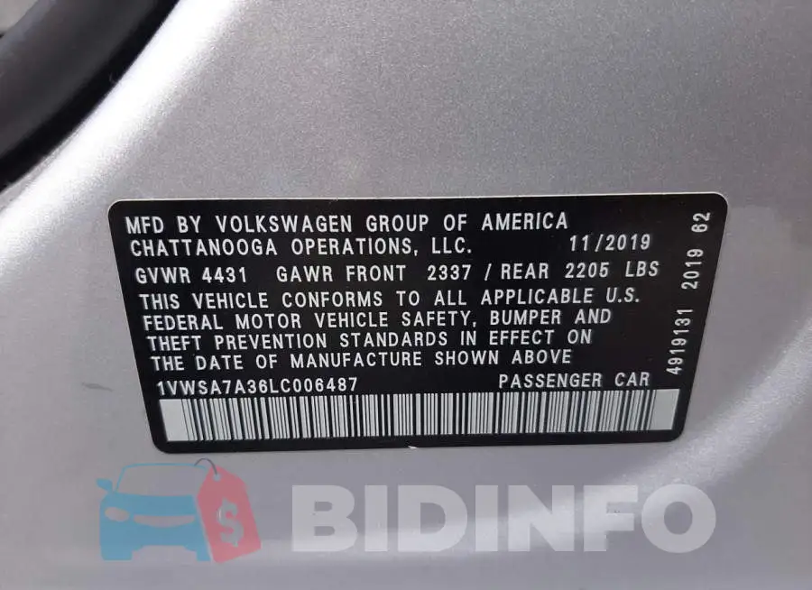 1VWSA7A36LC006487 Photo# 10