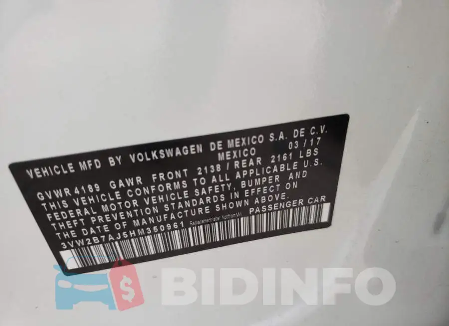 3VW2B7AJ5HM350961 Photo# 10