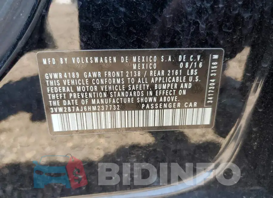 3VW2B7AJ6HM237732 Photo# 10