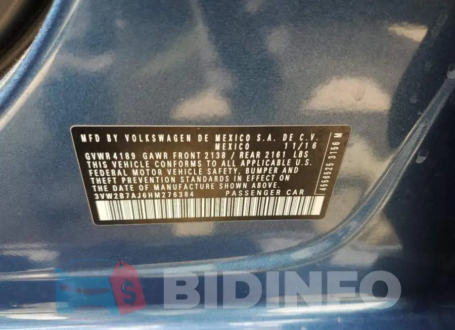3VW2B7AJ6HM276384 Photo# 10