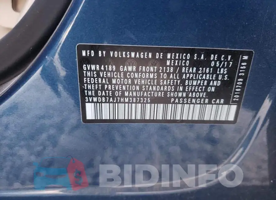 3VWDB7AJ7HM387325 Photo# 10