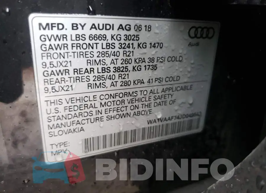 WA1VAAF74JD049543 Photo# 10