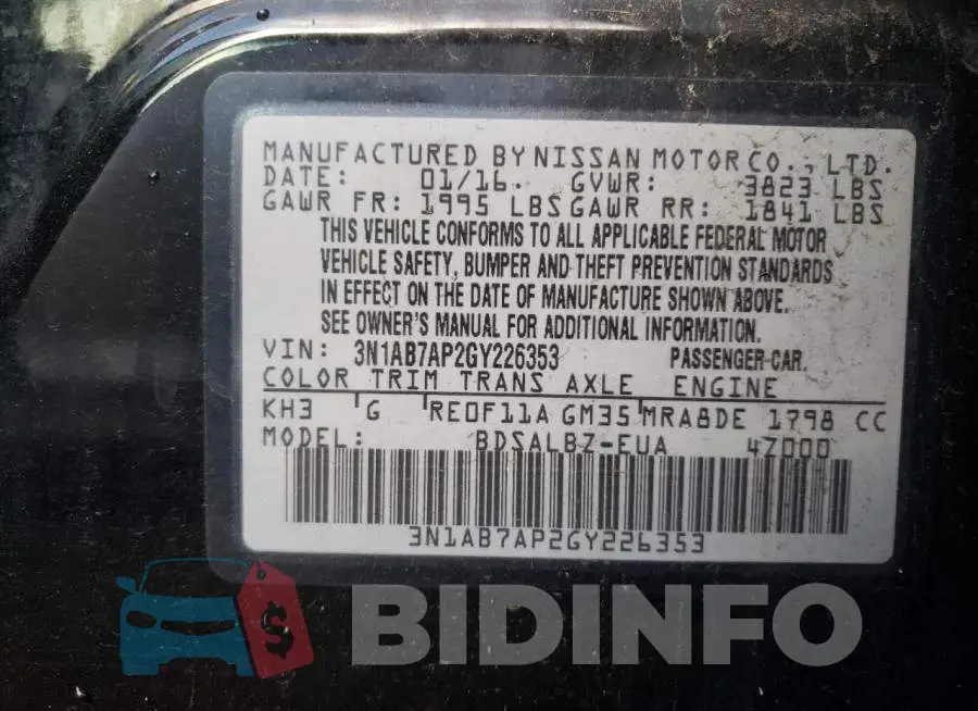 3N1AB7AP2GY226353 Photo# 10