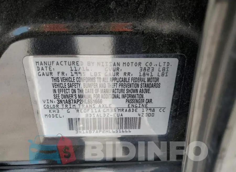 3N1AB7AP2HL651666 Photo# 10