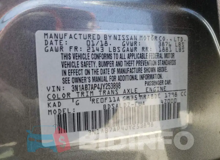 3N1AB7AP4JY253898 Photo# 10