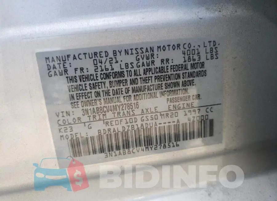 3N1AB8CV4MY278516 Photo# 10
