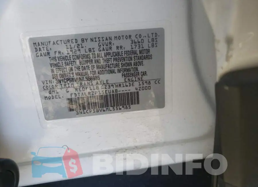 3N1CP5BV6ML556985 Photo# 10