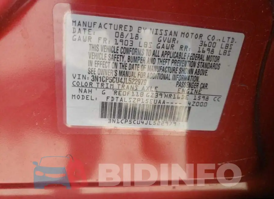 3N1CP5CU4JL522979 Photo# 10