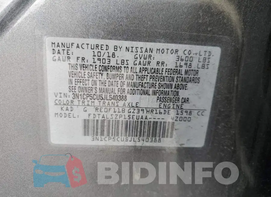 3N1CP5CU5JL540388 Photo# 10
