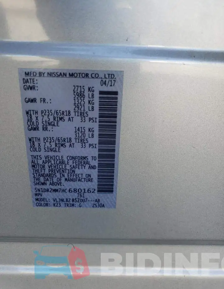 5N1DR2MM7HC680162 Photo# 10