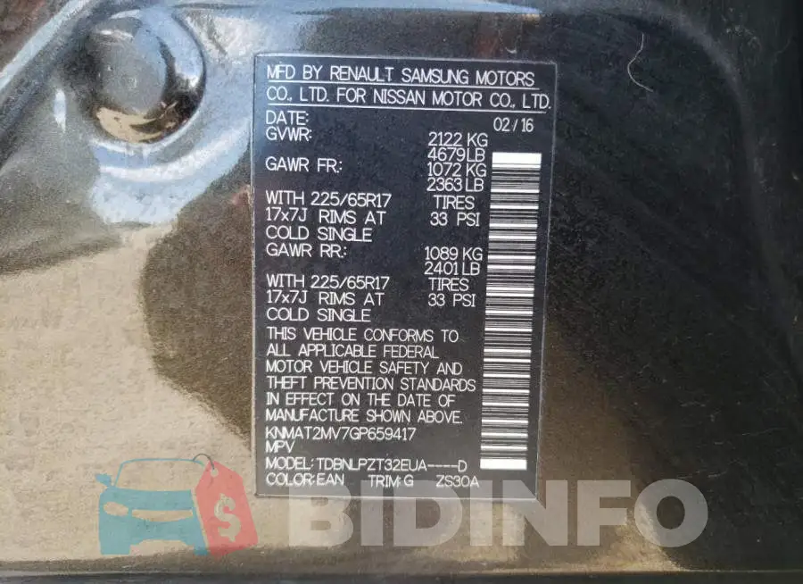KNMAT2MV7GP659417 Photo# 10