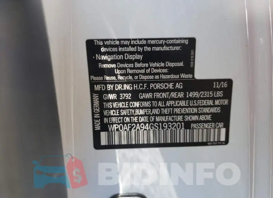 WP0AF2A94GS193201 Photo# 10