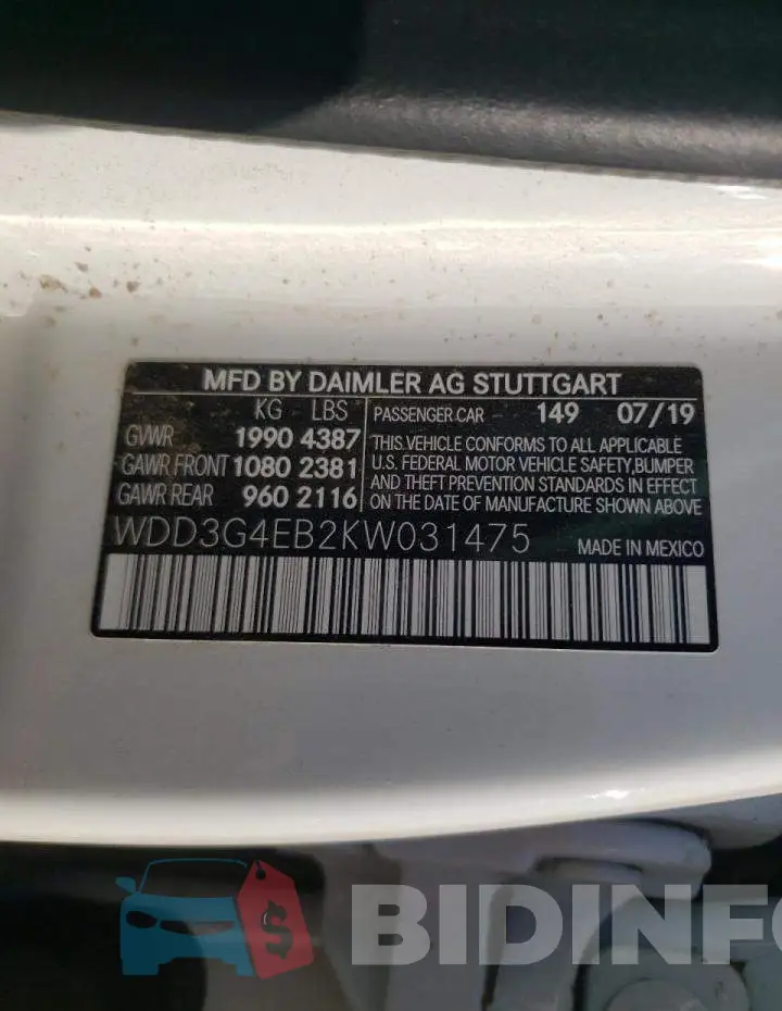 WDD3G4EB2KW031475 Photo# 10