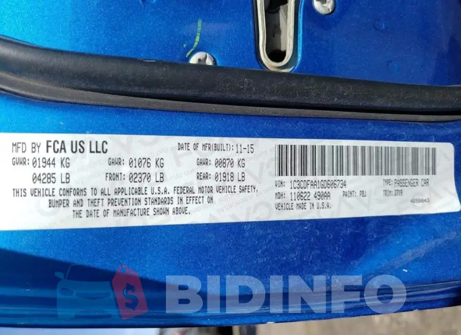 1C3CDFAA1GD606734 Photo# 10