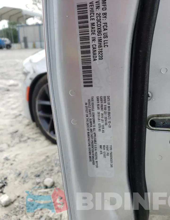 2C3CDXBG1MH678220 Photo# 10