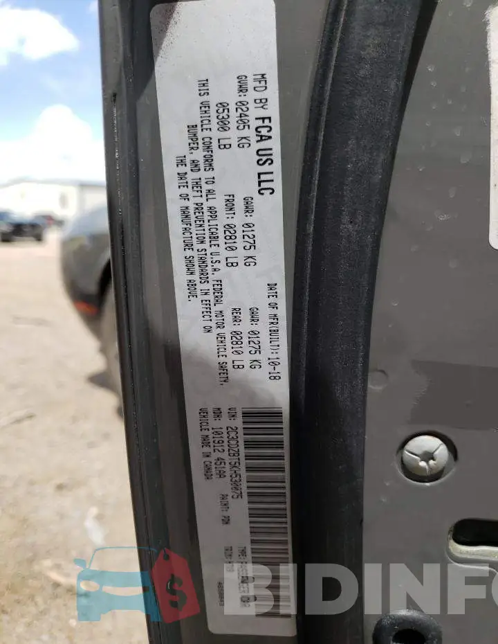 2C3CDZBT5KH530075 Photo# 10