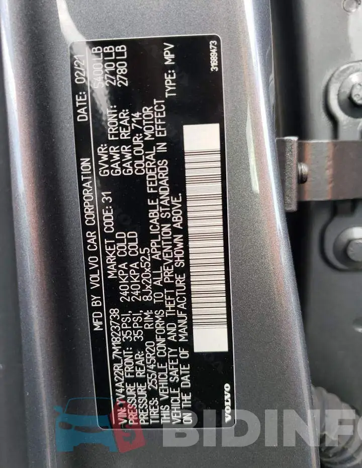 YV4A22RL7M1823738 Photo# 10