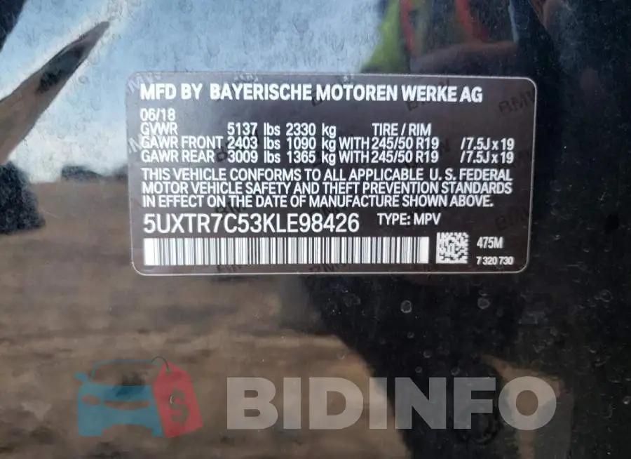 5UXTR7C53KLE98426 Photo# 10