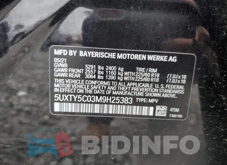 5UXTY5C03M9H25383 Photo# 10