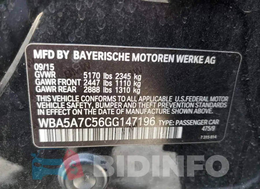 WBA5A7C56GG147196 Photo# 10