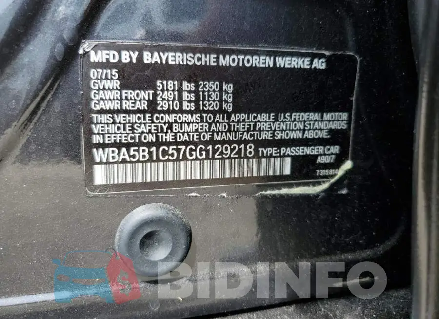 WBA5B1C57GG129218 Photo# 10