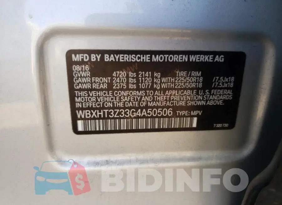 WBXHT3Z33G4A50506 Photo# 10