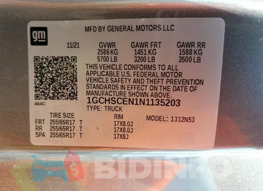 1GCHSCEN1N1135203 Photo# 10